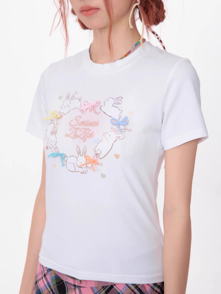 Round neck print short sleeve T-shirt【s0000007534】
