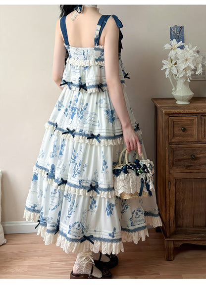 NanShengGe - Mulberry Poem - Country Lolita Printed Dress with Cardigan Set