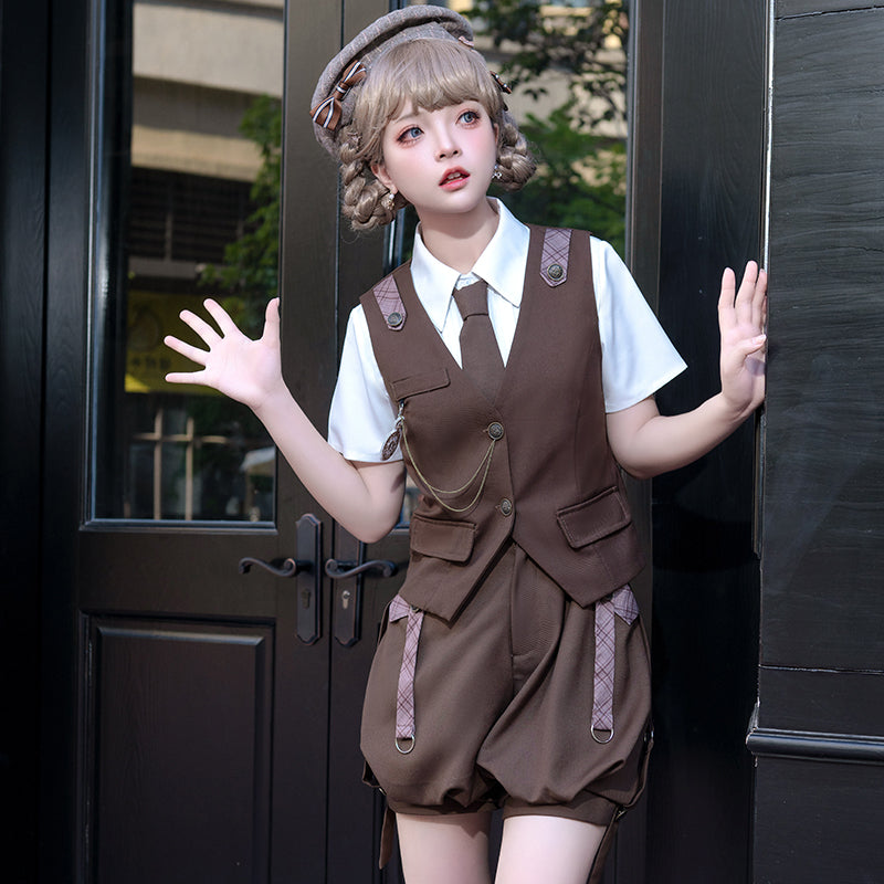Letters from Unknown Star - Ouji Lolita Brown Short Set