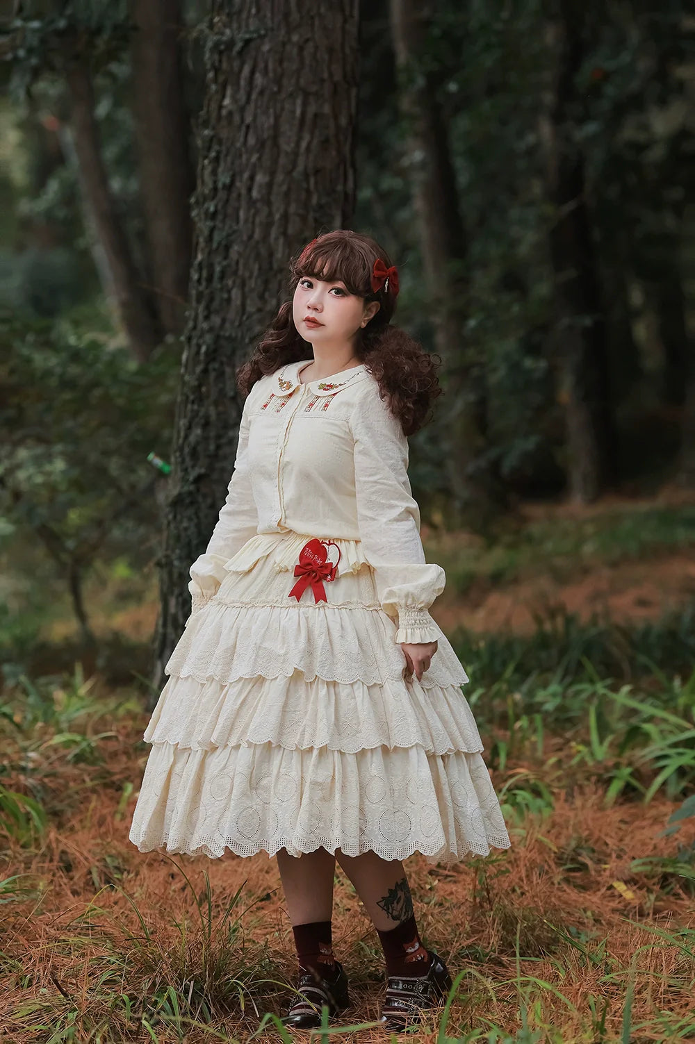 Miss Point - Chubby Fox in the Forest - Sweet Lolita Shirt Embroidered Collar Customized Blouse