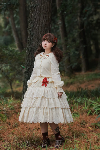 Miss Point - Chubby Fox in the Forest - Sweet Lolita Shirt Embroidered Collar Customized Blouse