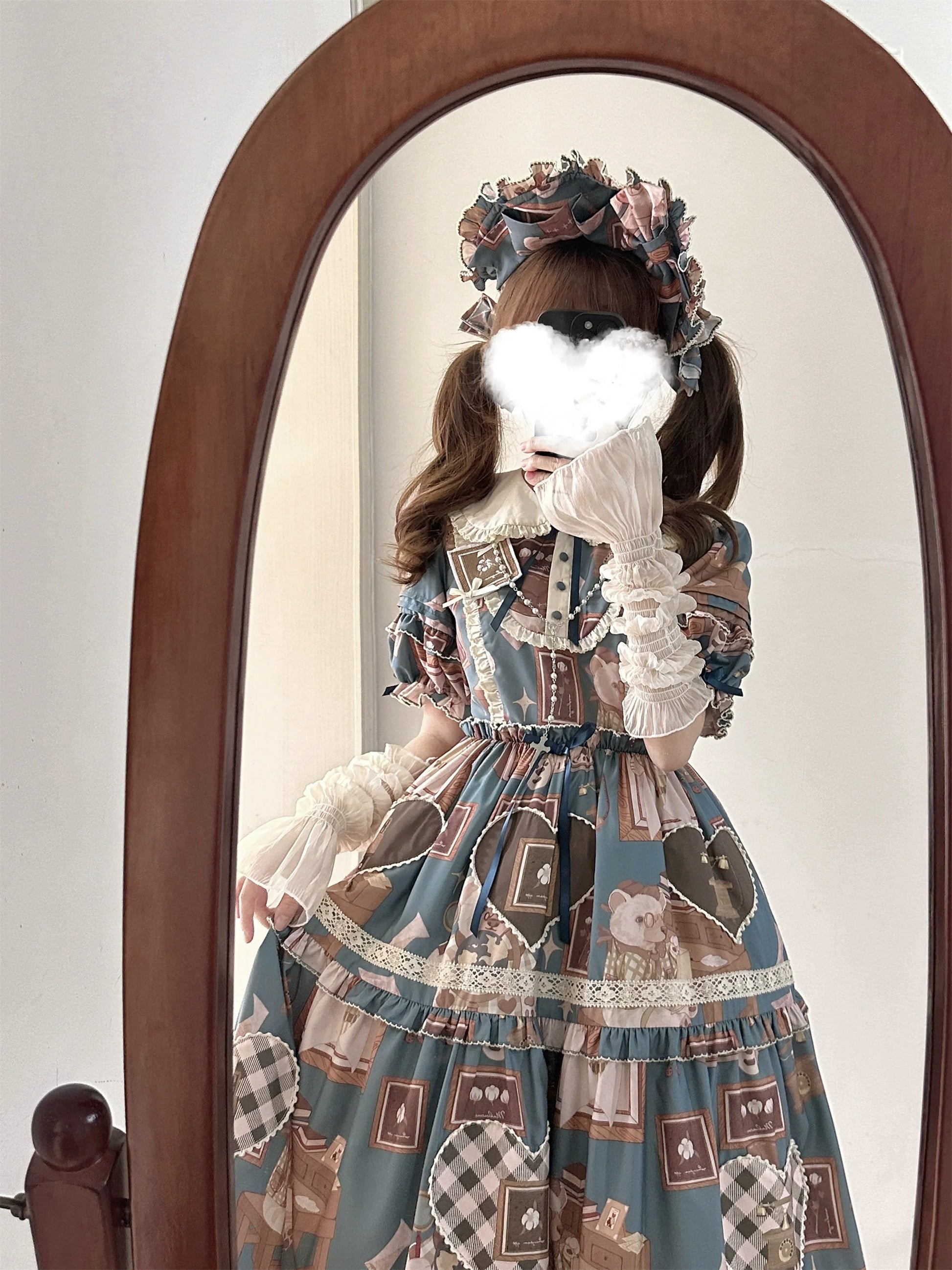 Babyblue - Gretel Bear - Vintage Lolita Dress Teddy Bear Prints Dress