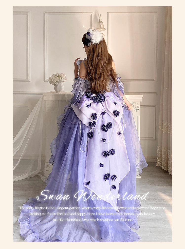 Meowing and Fruity - Swan Wonderland - Fairy Lolita JSK with High-Low Hem