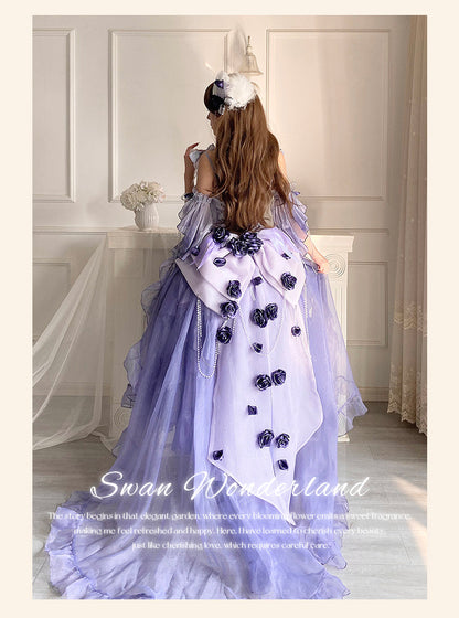 Meowing and Fruity - Swan Wonderland - Fairy Lolita JSK with High-Low Hem