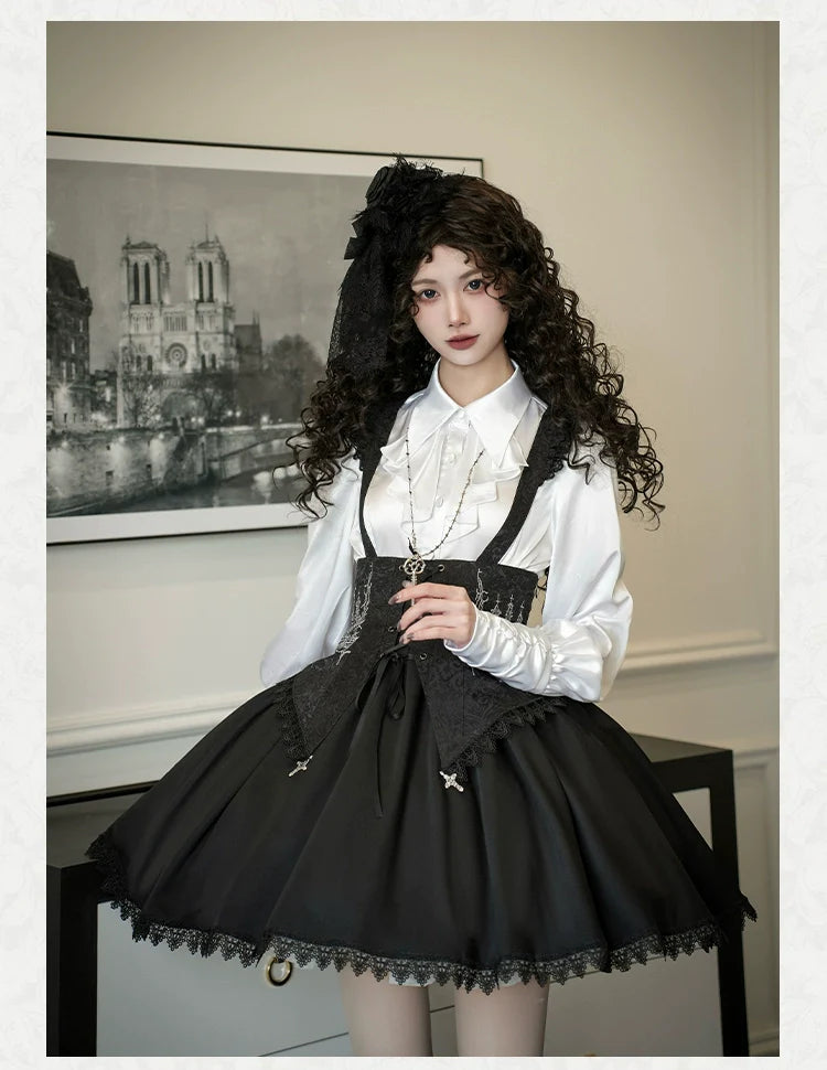 With PUJI - Thorny Night - Gothic Lolita Bust-supporting Skirt With Removable&Adjustable Strap