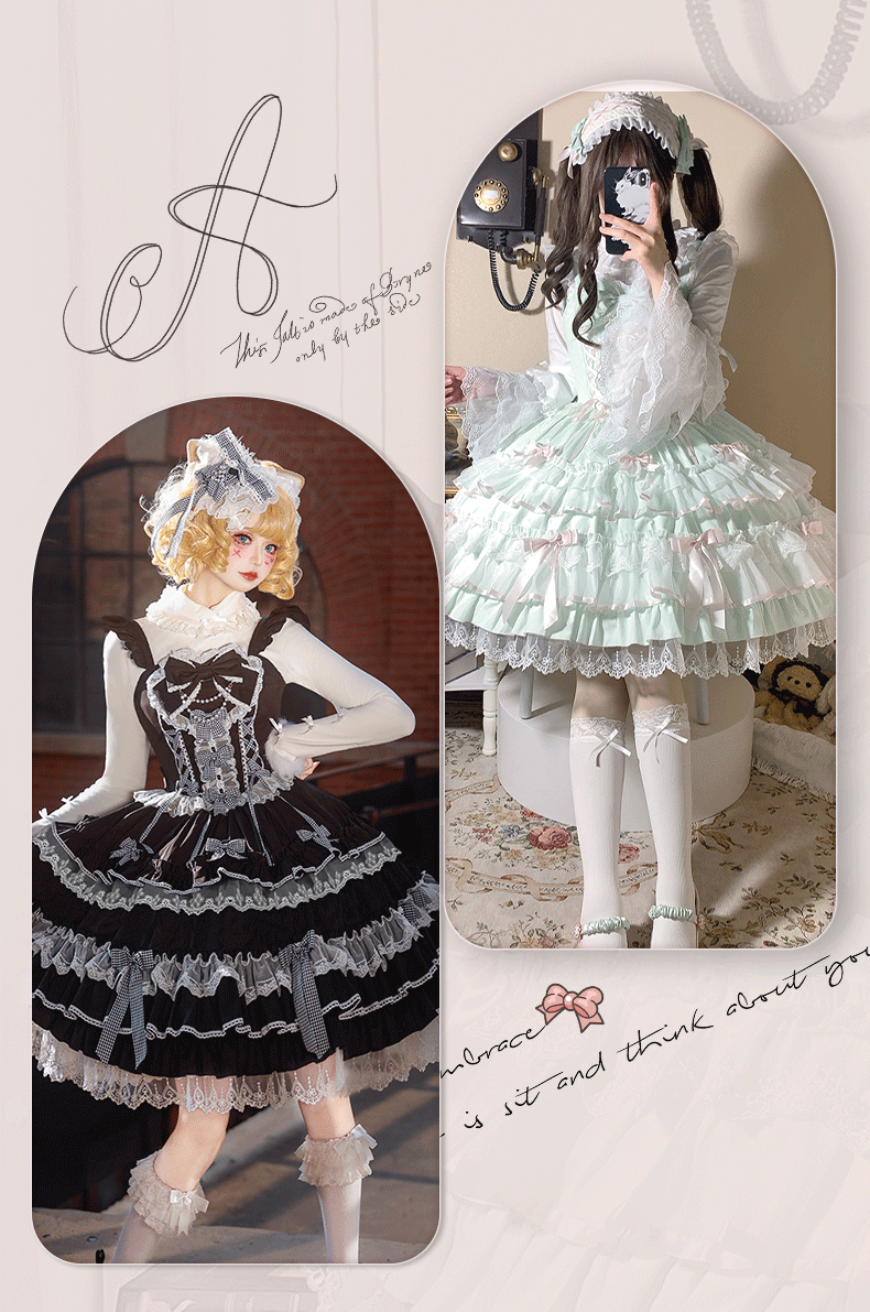 ZhiJinYuan - Love Notebook - Old School Lolita JSK Vintage Doll Tiered Dress