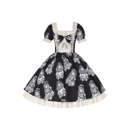 With PUJI - Doll Night - Vintage Twin Lolita OP Dress Embroidered Doll Dress
