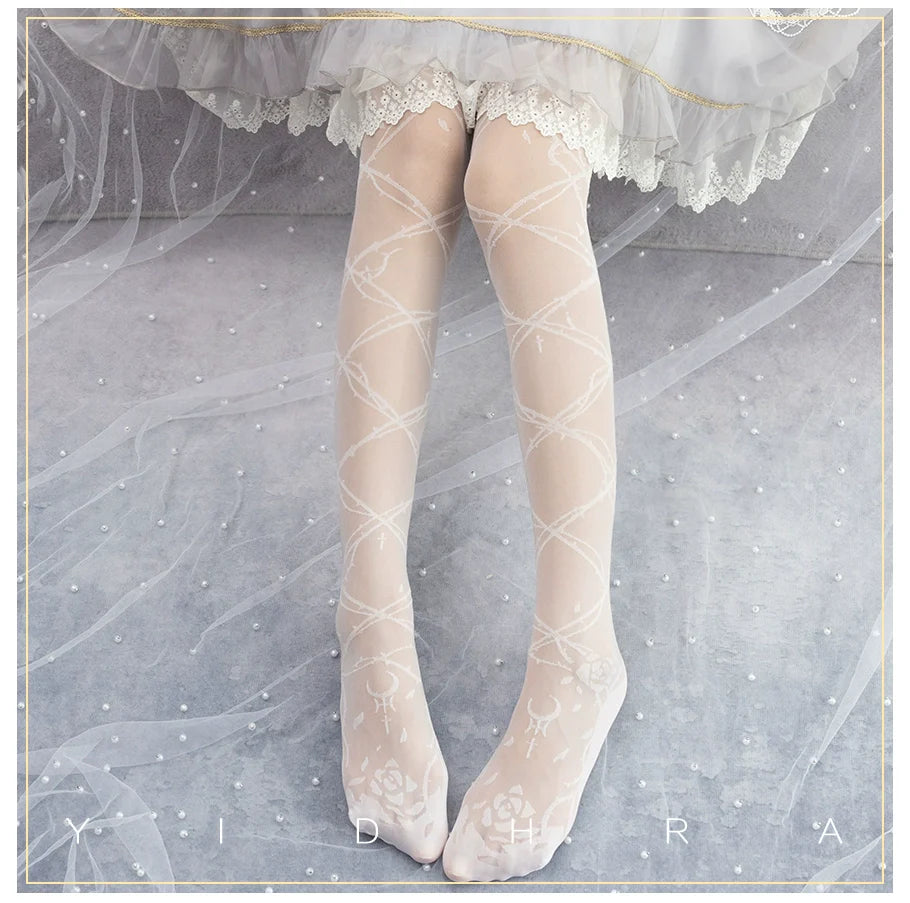 Glass Yarn Gothic Lolita Tights for Tropical Elegance