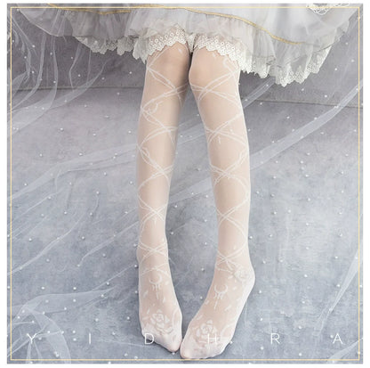 Glass Yarn Gothic Lolita Tights for Tropical Elegance