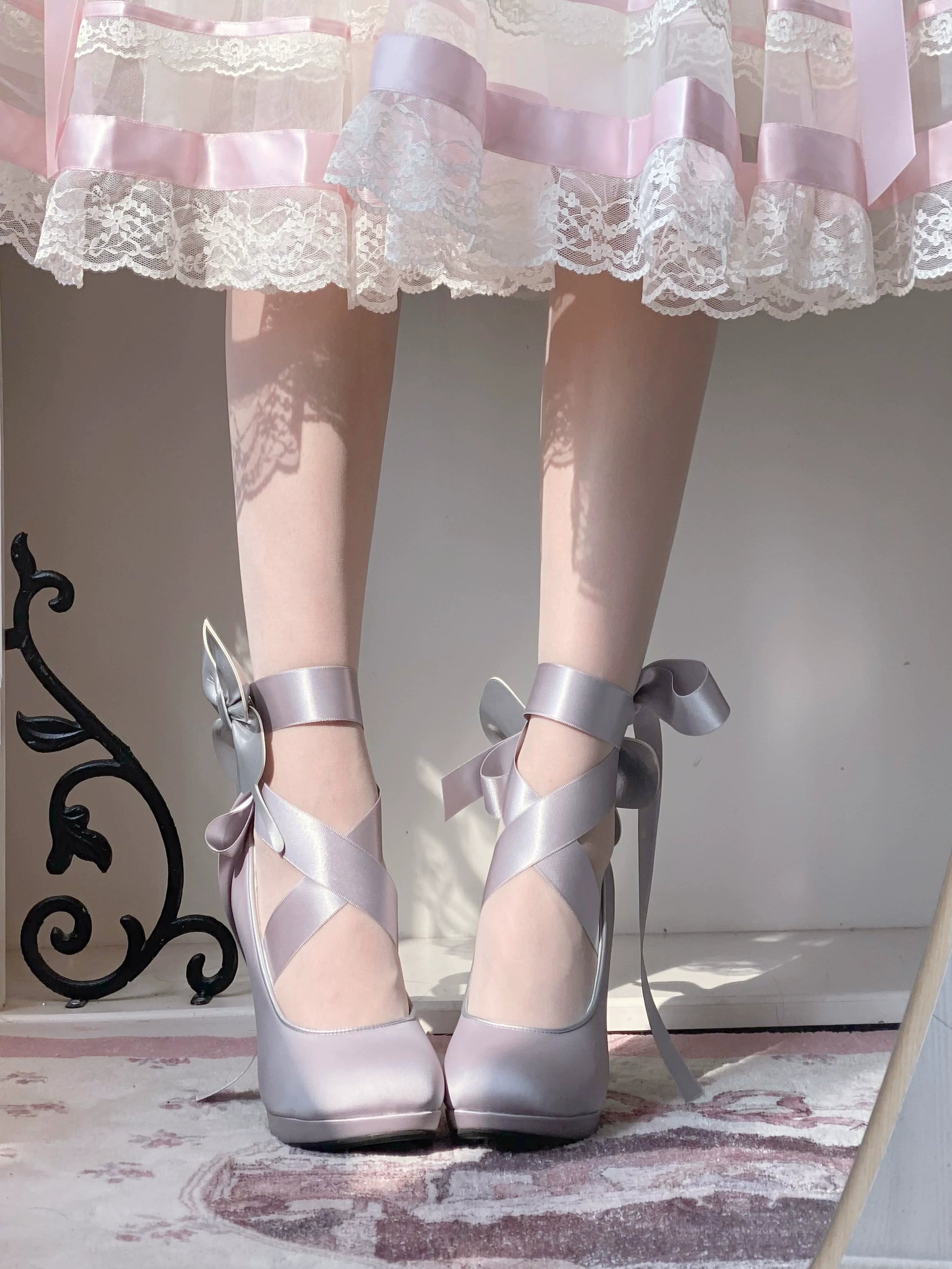 Pure Tea For Dream - Butterfly Specimen - Ballet Style Lolita Shoes Elegant Platform Lolita Heels