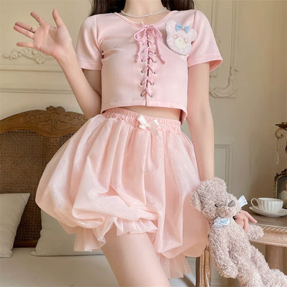 Sugar Girl - Casual Lolita Bloomer Solid Color Organza Shorts Bloomers
