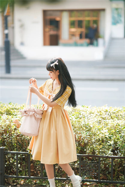 EESSILY - Macaron Waffle - Kawaii Lolita Short Sleeve Summer OP