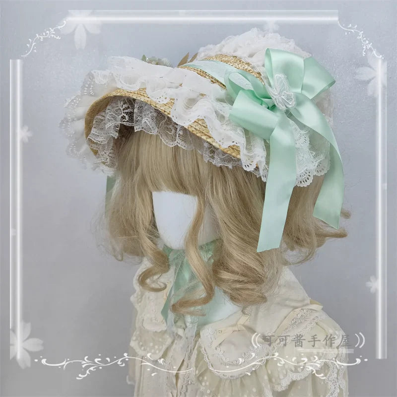Cocoa Jam - Country Lolita Bonnet Lace Flower Flat Cap Multicolors Customized