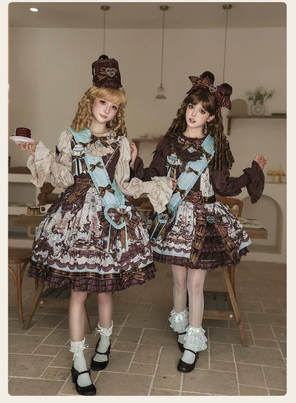 Alice Girl - Bear Chocolate Bar - Kawaii Lolita Blouse, Long Sleeve