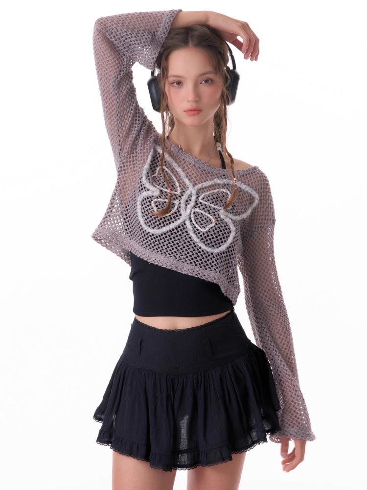 Butterfly short long sleeve knit【s0000007834】