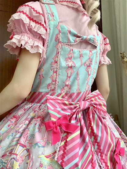 Letters from Unknown Star - Candy Park - Sweet Lolita Print Jumper Dress