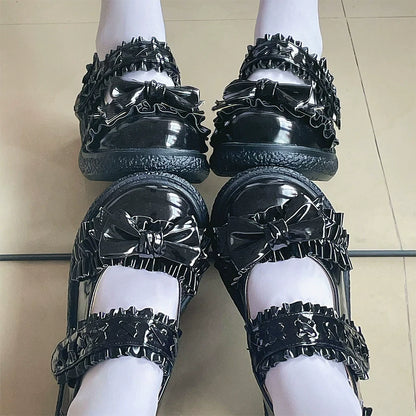 Fairy Godmother - Cute Lolita Shoes Bow Candy-Colored Lolita Flat Shoes
