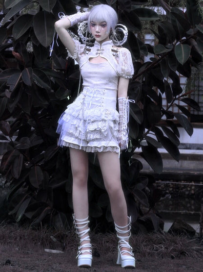 Blood Supply - Gothic Punk Lolita ShortsTiered Lace Pantskirt