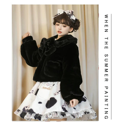 Eieyomi - Daily Lolita Coat Imitation Rabbit Hair Short Winter Coat