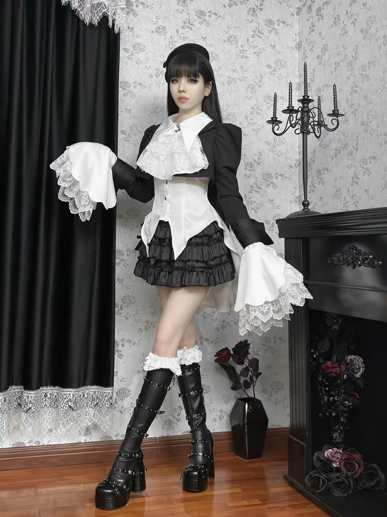 Maiden Portal - Heir Poem - Ouji Lolita Hime Sleeve Shirt, Trailing Hem
