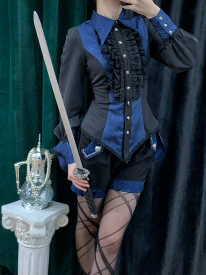 Little Dipper - Cold Rice - Ouji Lolita Shirt With Spiderweb Pattern in Several Versions