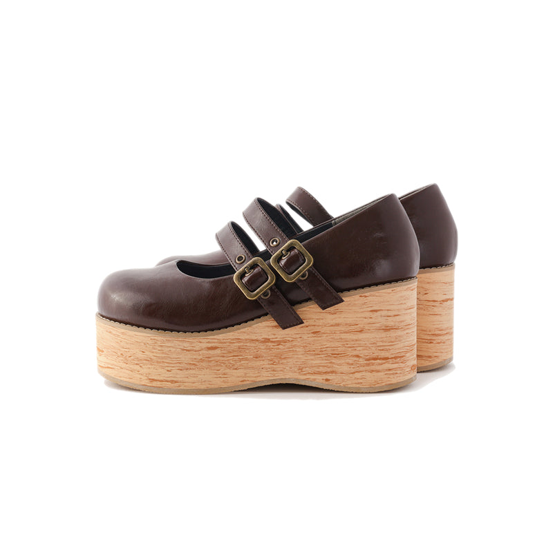 MODO - Retro Lolita Round Toe Wood Bottom Shoes