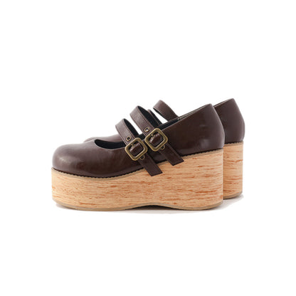 MODO - Retro Lolita Round Toe Wood Bottom Shoes