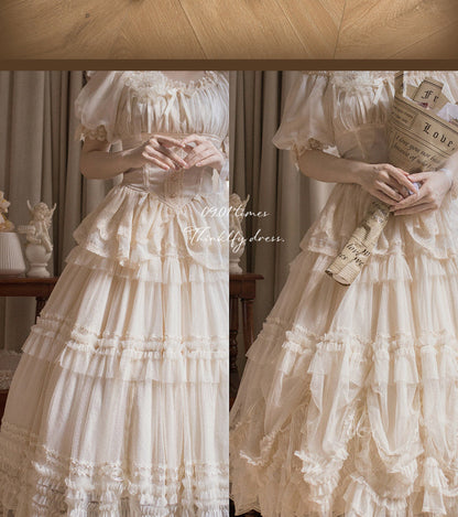 ThinkFly - Pleated Heart - Elegant Lolita Petticoat with Dotted Gauze Hem