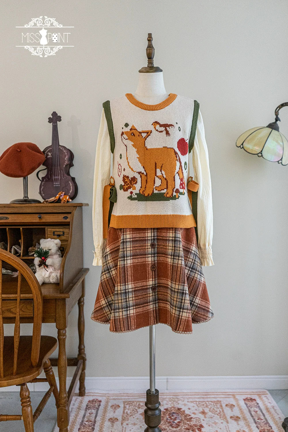 Miss Point - Chubby Fox in the Forest - Kawaii Lolita Vest Customized Lolita Sweater