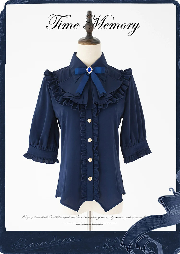 Time Memory - Earl Girl - Chiffon Classic Lolita Shirt, Mid-Length Mutton Sleeves