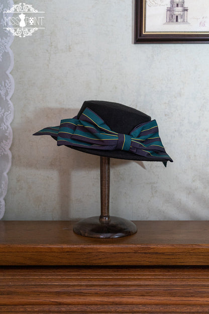 Miss Point - Stripped Lolita Headband Veil Hat Clip Necklace