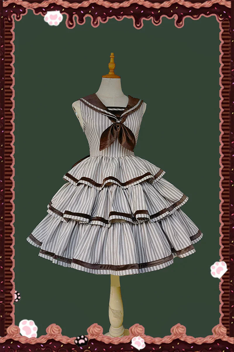 Infanta - From Afar - Vintage Striped Peppy-Style Lolita JSK & Cape