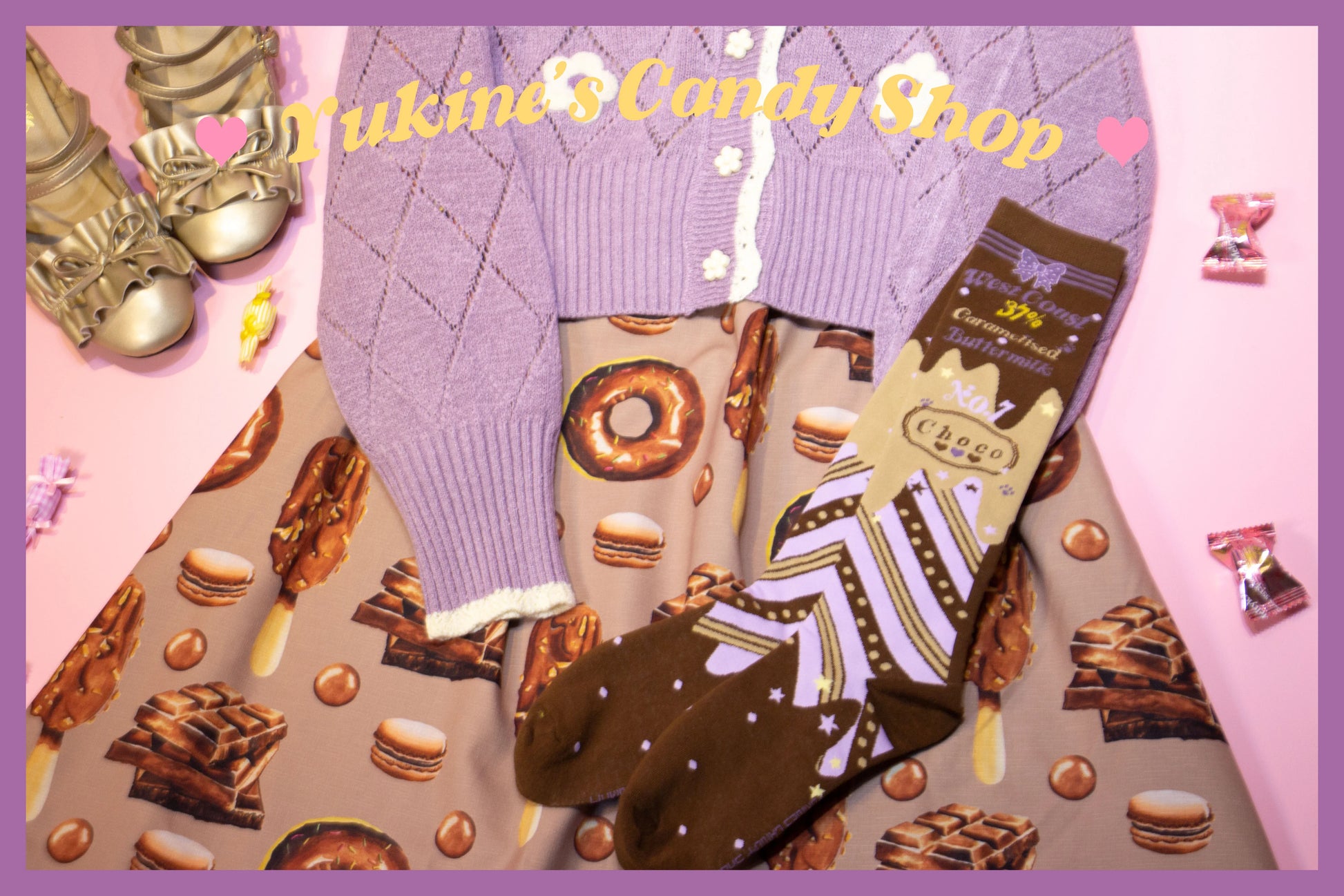 Yukines Box - Kawaii Lolita Chocolate Color Cotton Socks