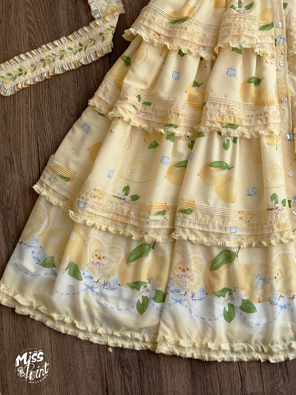Miss Point - Lemon Chick - Country Lolita Printed OP With Button Front