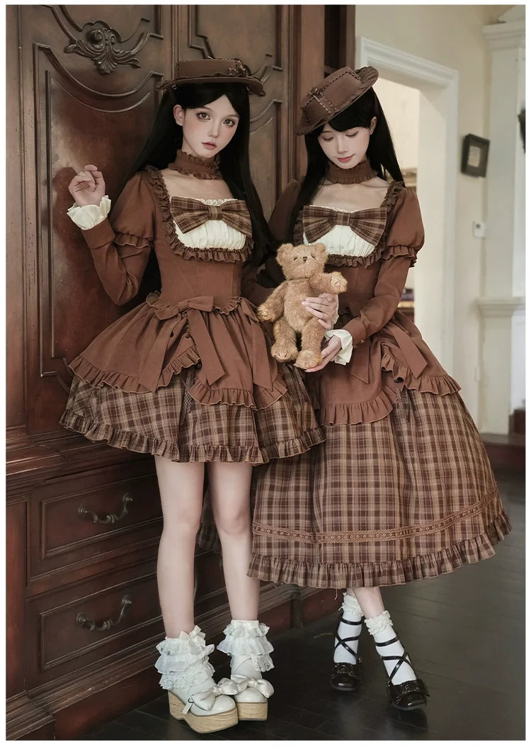 With PUJI - Oak Hymn - Classic Lolita Plaid OP Suit, Side Zipper