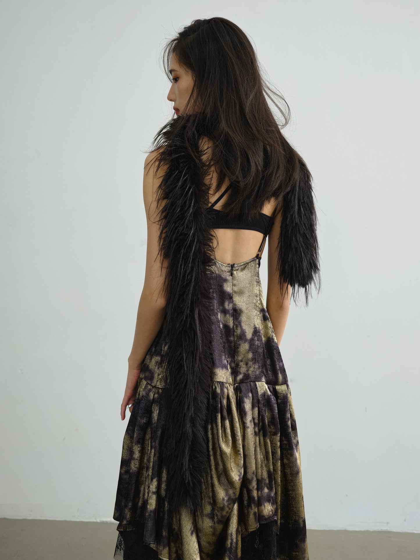 Draped Pleated Gilding Suspender Dress