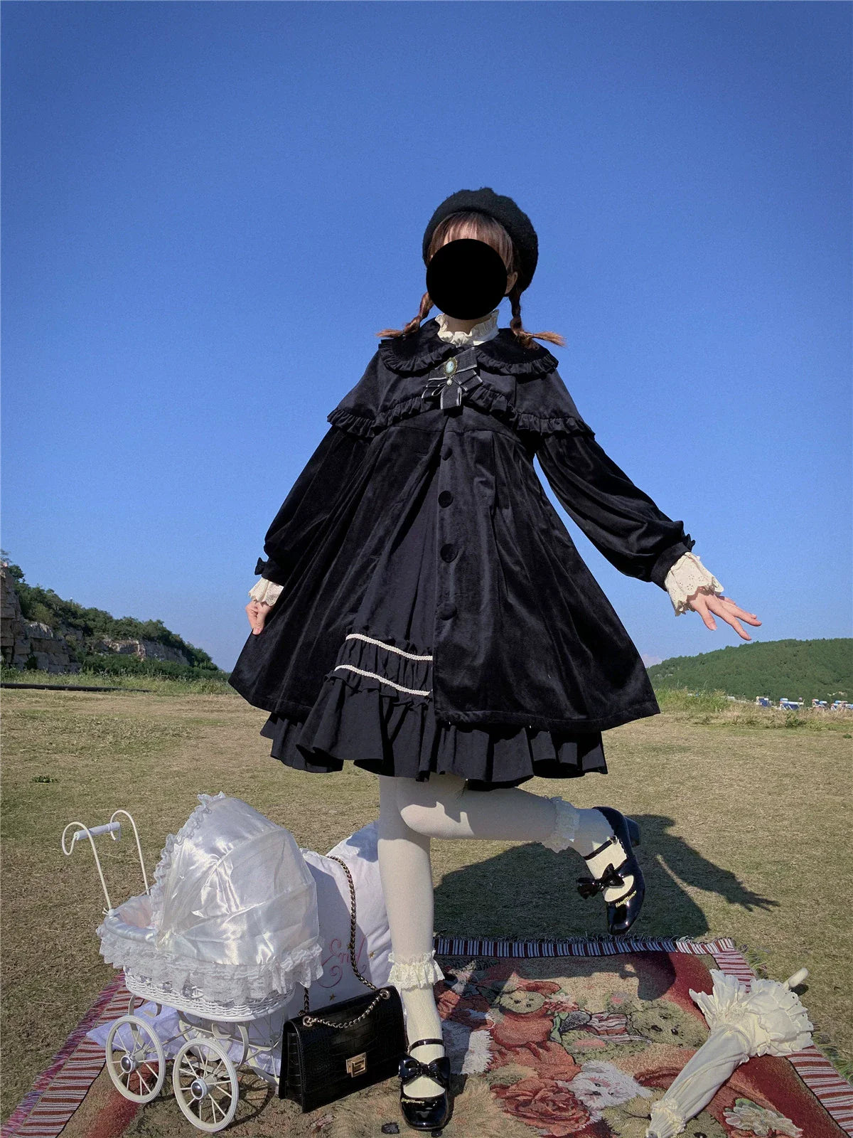 Dark Star Island - Winter Lolita Cape Velvet Antique Lolita Coat