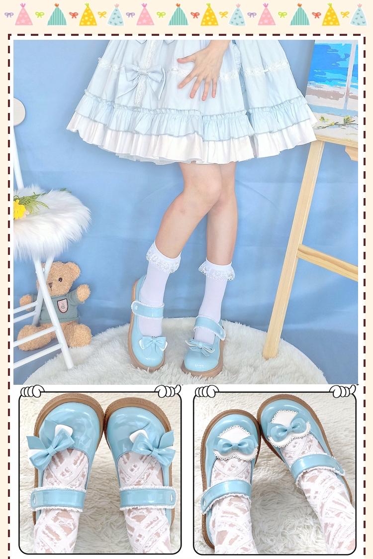 Lixing Luo - Cute Milkmaid Round Toe Multicolor Lolita Shoes