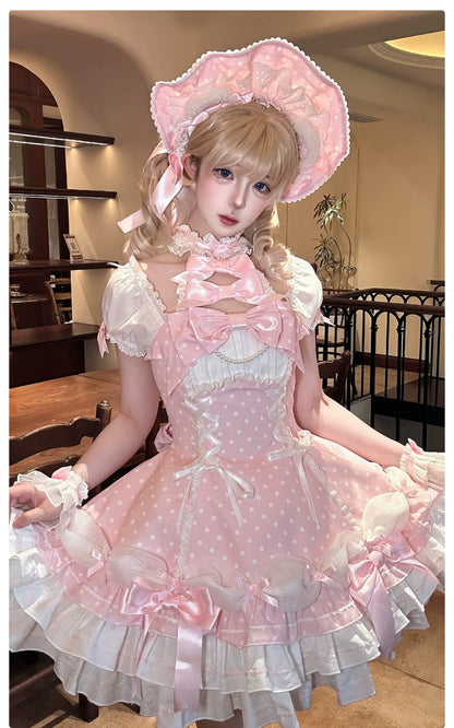 Alice Girl - Old School Polka Dots - Halter Neck Sweet Lolita OP Dress