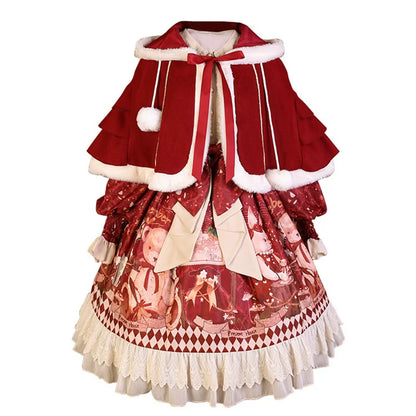 Matutu - Sweet Bear Gift House - Sweet Lolita Suit Christmas Lolita OP and Cape