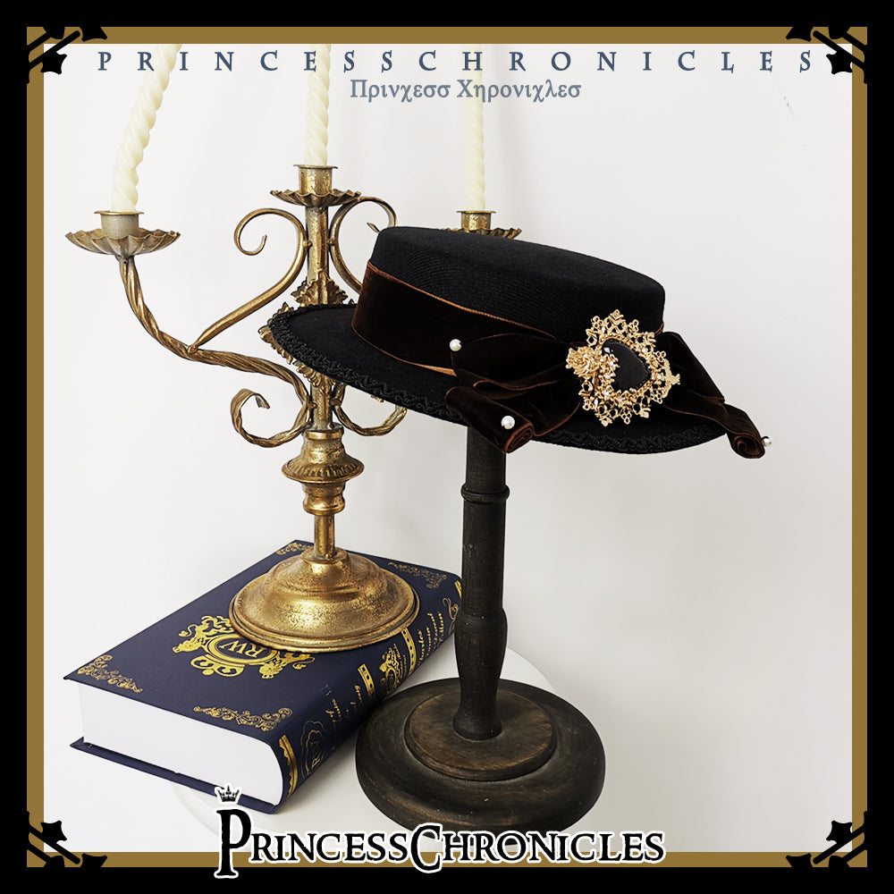 Princess Chronicles - Elegant Lolita Bow Flat Bonnet Handmade