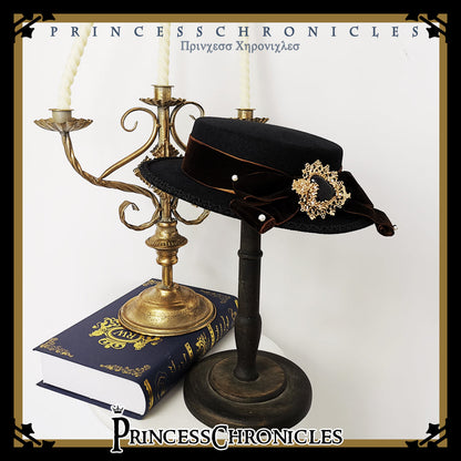 Princess Chronicles - Elegant Lolita Bow Flat Bonnet Handmade