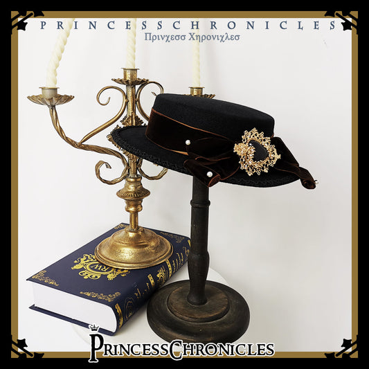 Princess Chronicles - Elegant Lolita Bow Flat Bonnet Handmade