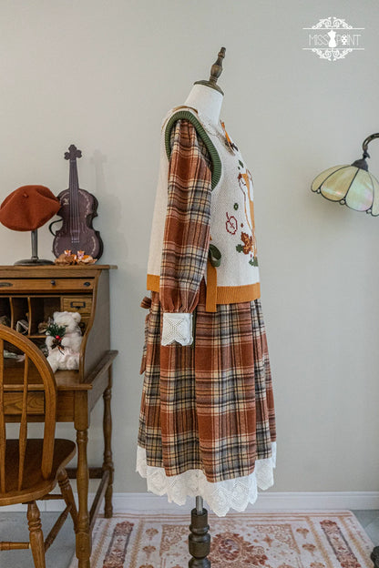 Miss Point - Chubby Fox in the Forest - Kawaii Lolita Vest Customized Lolita Sweater