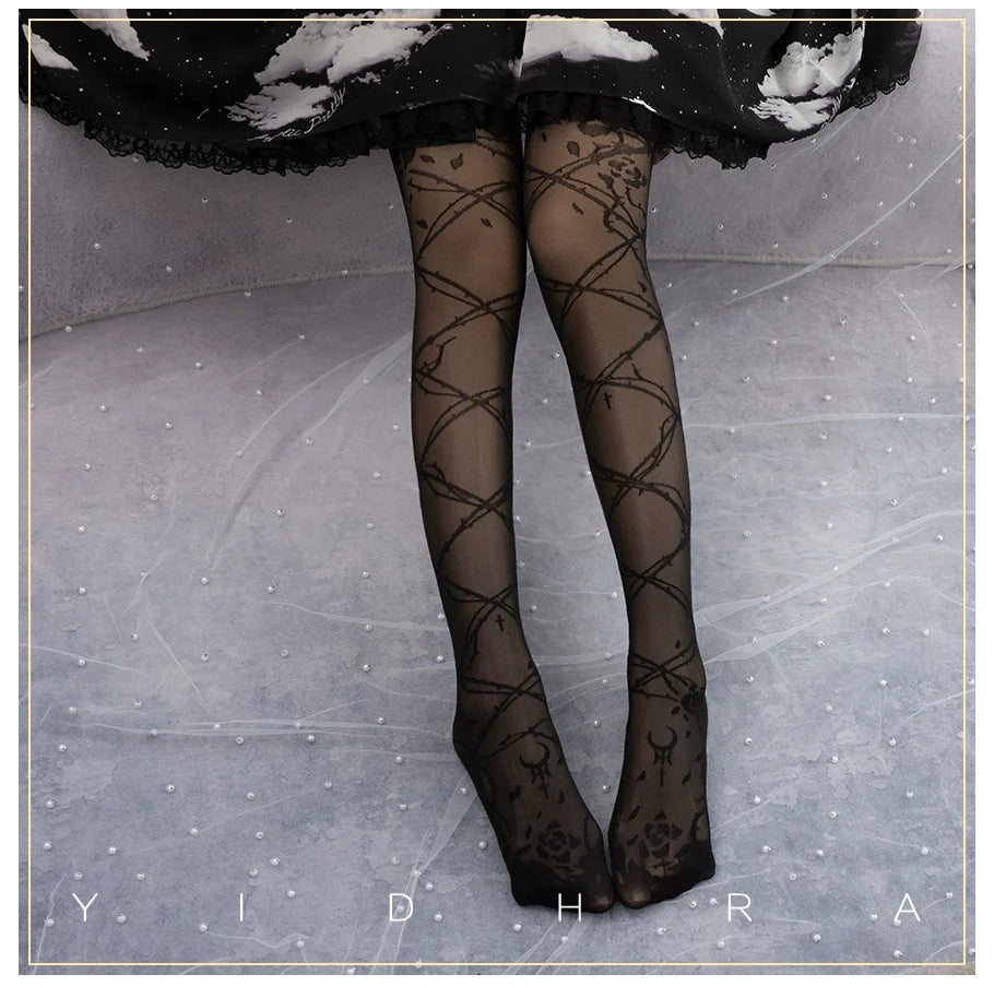 Glass Yarn Gothic Lolita Tights for Tropical Elegance