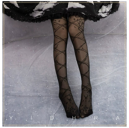 Glass Yarn Gothic Lolita Tights for Tropical Elegance