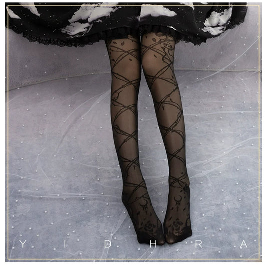 Glass Yarn Gothic Lolita Tights for Tropical Elegance