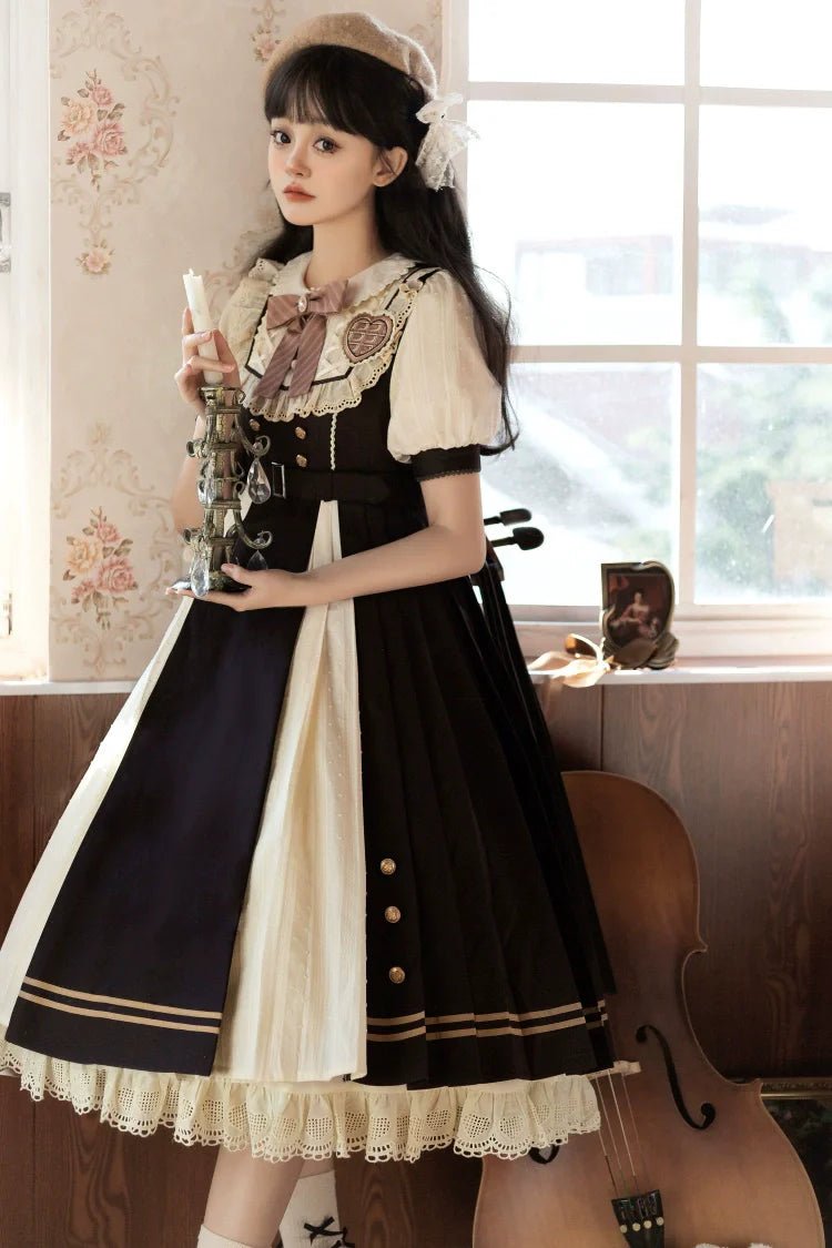 Letters from Unknown Star - Chocolate Workshop - Elegant Lolita OP Daily Short Sleeve Dress