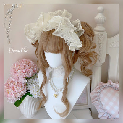 CheeseCat - Sweet Lolita Bonnet Organza Bow Headdress