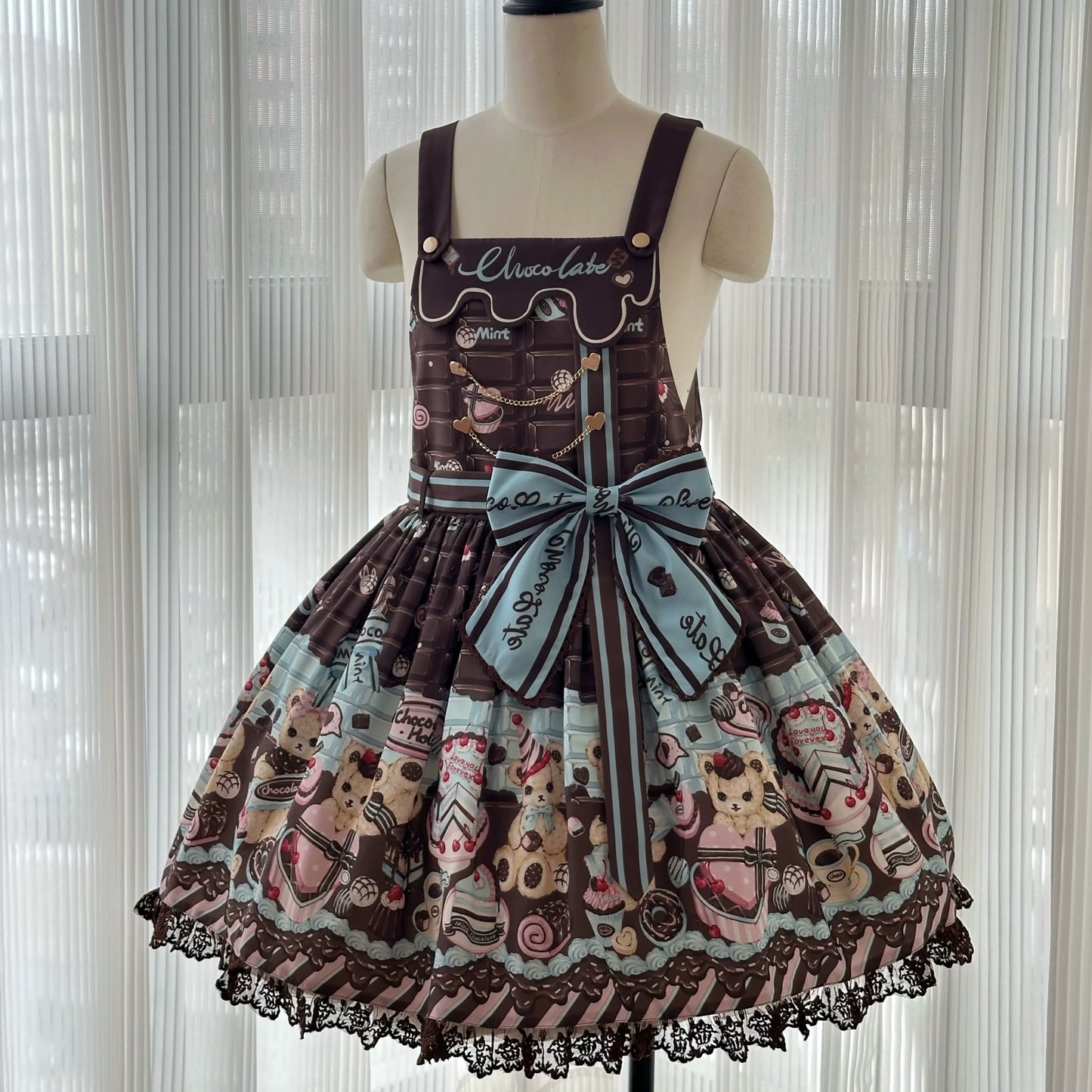 Sweet Dream Sheep - Chocolate Bear - Sweet Lolita Salopette High Waist Dress